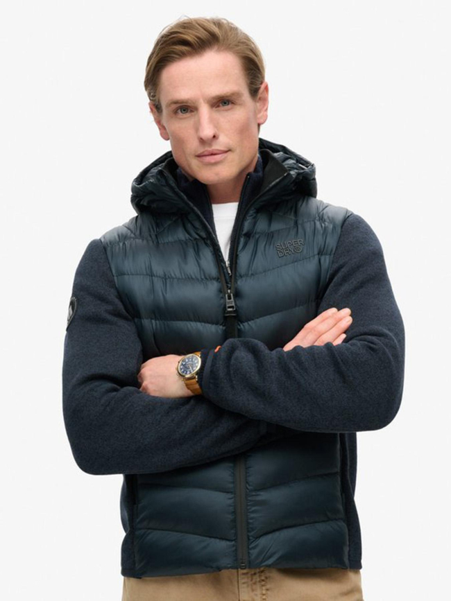 Veste à capuche en maille storm hybrid bleu marine homme - Superdry