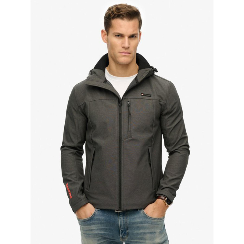 Veste à capuche chinée ripstop trekker gris homme - Superdry