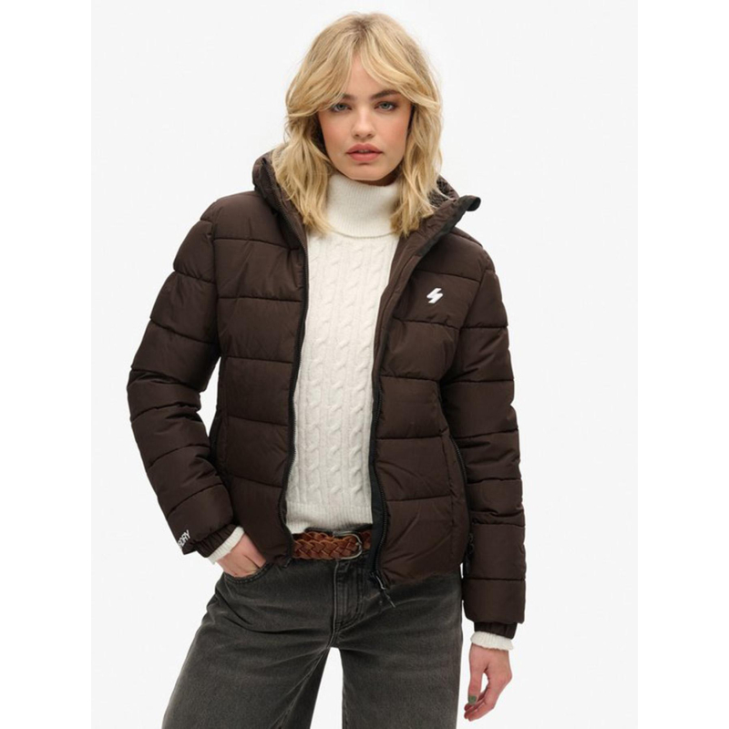 Doudoune à capuche spirit sports marron femme - Superdry