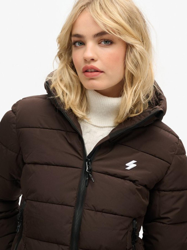 Doudoune à capuche spirit sports marron femme - Superdry