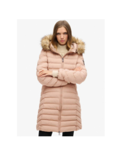 Doudoune mi-longue à capuche fuji beige femme - Superdry