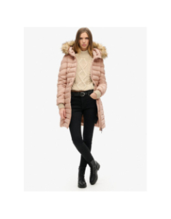 Doudoune mi-longue à capuche fuji beige femme - Superdry