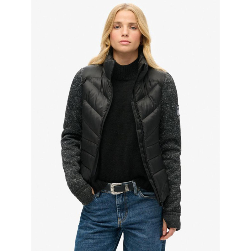 Veste en maille storm hybrid noir femme - Superdry