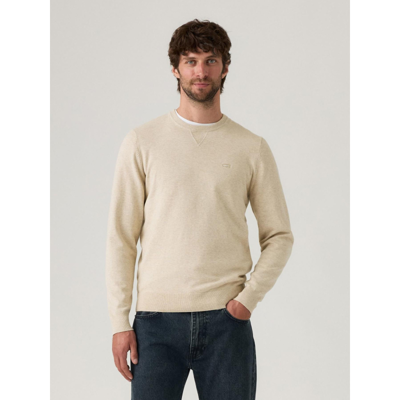 Pull fin uni logo beige homme - Levi's