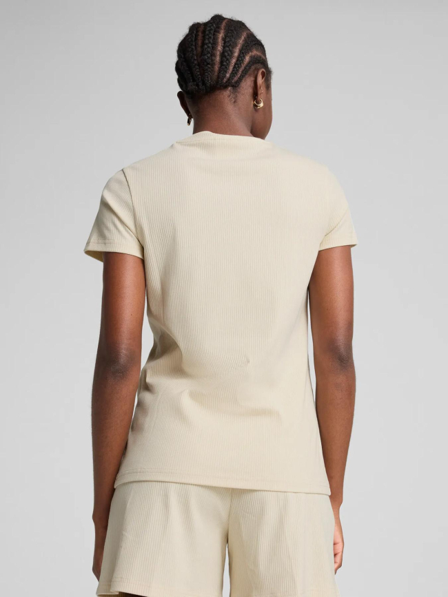 T-shirt à manches courtes côtelé ess elevated beige femme - Puma