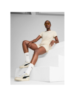 T-shirt à manches courtes côtelé ess elevated beige femme - Puma