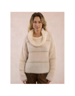 Pull rayé en maille à insert sequins écru femme - Molly Bracken