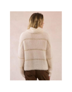 Pull rayé en maille à insert sequins écru femme - Molly Bracken