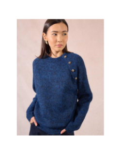 Pull en maille à boutons bleu marine femme - Molly Bracken