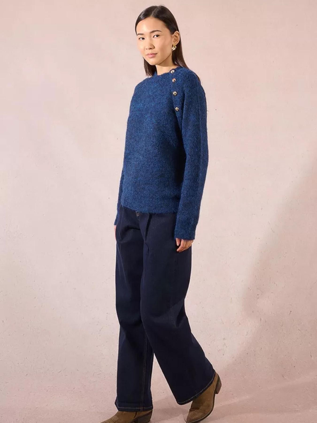 Pull en maille à boutons bleu marine femme - Molly Bracken