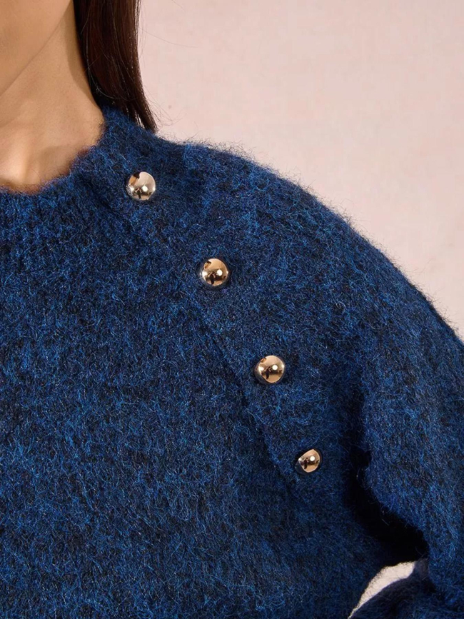 Pull en maille à boutons bleu marine femme - Molly Bracken