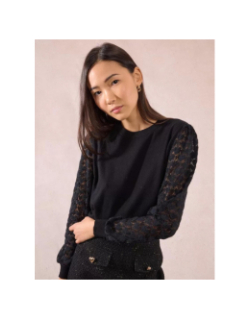 Pull en maille à manches fantaisies noir femme - Molly Bracken