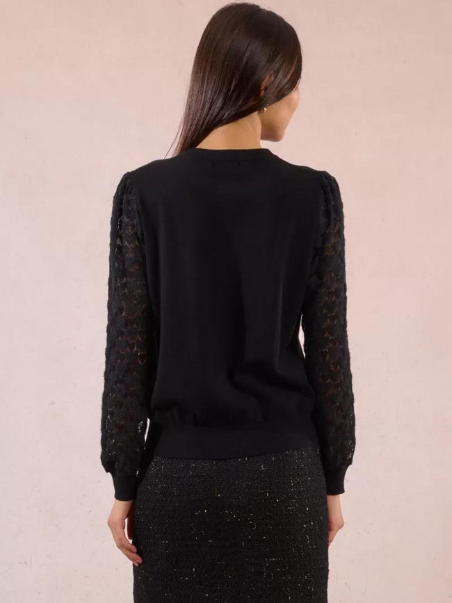 Pull en maille à manches fantaisies noir femme - Molly Bracken