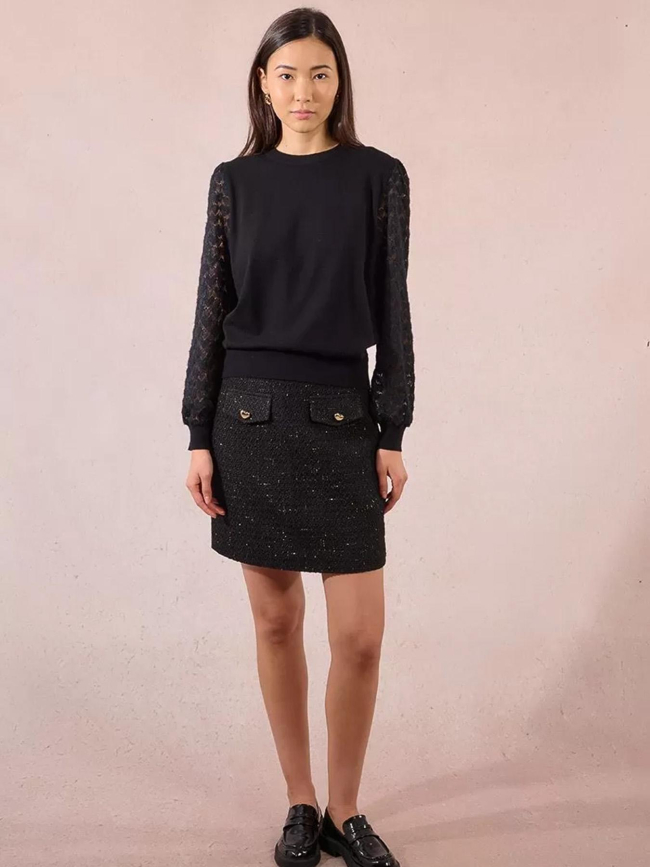 Pull en maille à manches fantaisies noir femme - Molly Bracken