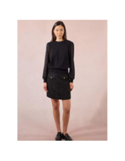 Pull en maille à manches fantaisies noir femme - Molly Bracken