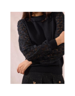 Pull en maille à manches fantaisies noir femme - Molly Bracken