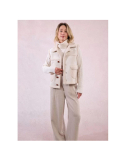 Veste sans manches imitation mouton beige femme - Molly Bracken