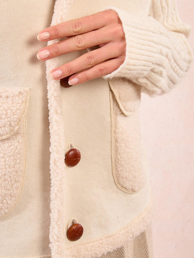 Veste sans manches imitation mouton beige femme - Molly Bracken