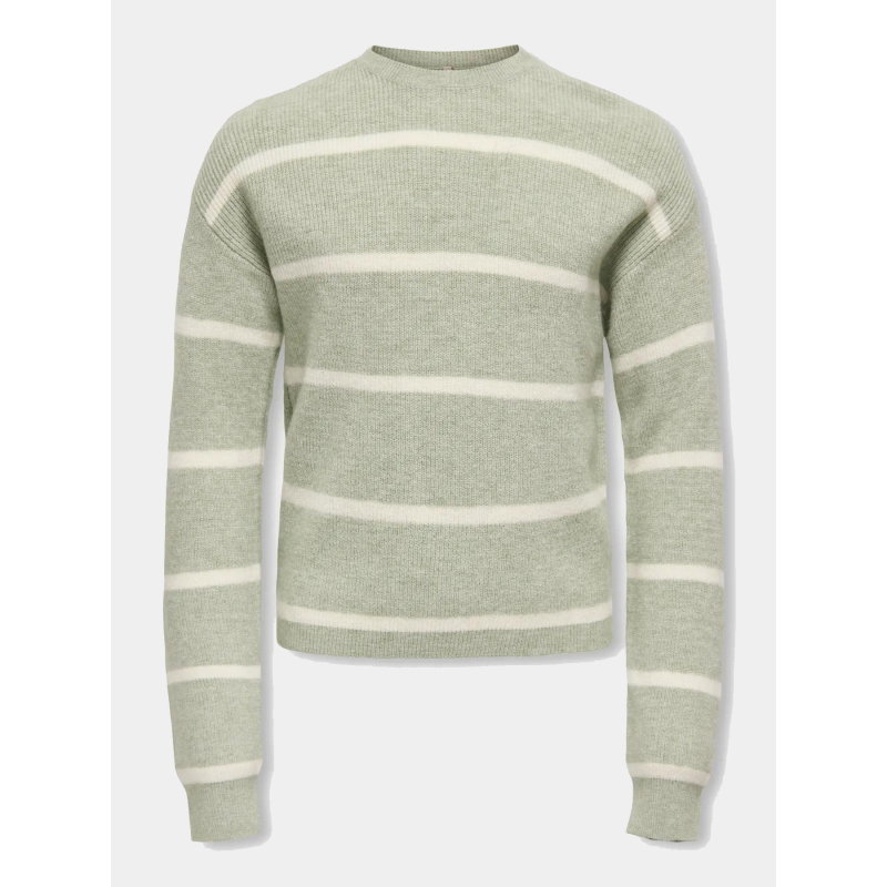 Pull rayé franca vert fille - Only