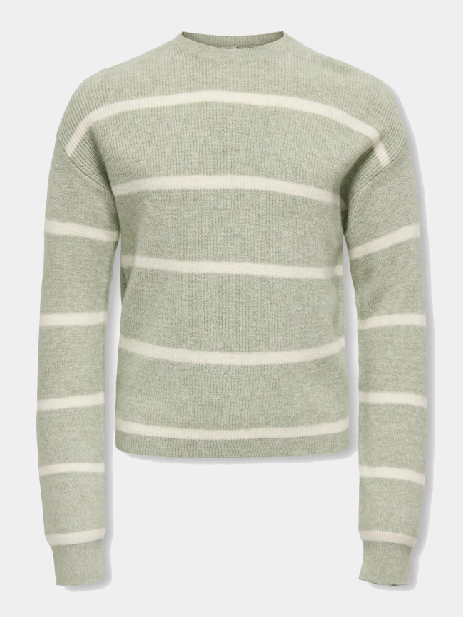 Pull rayé franca vert fille - Only