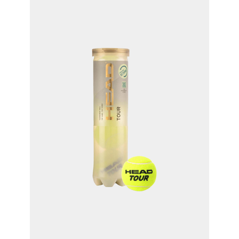 Tube de 4 balles de tennis tour jaune - Head