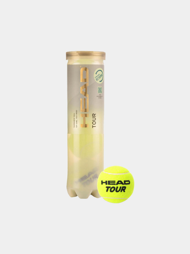 Tube de 4 balles de tennis tour jaune - Head