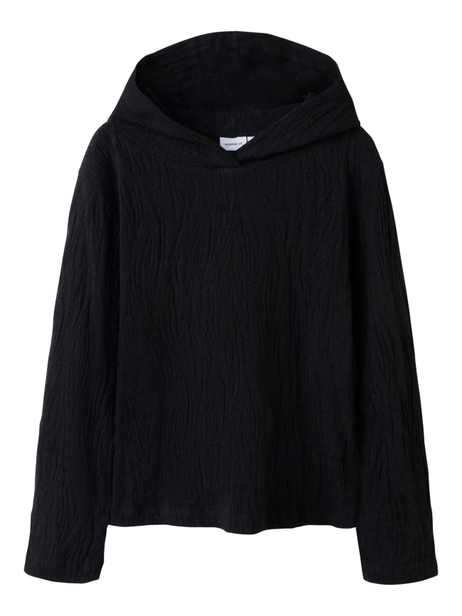 Sweat à capuche texturé nkfdoris noir fille - Name It