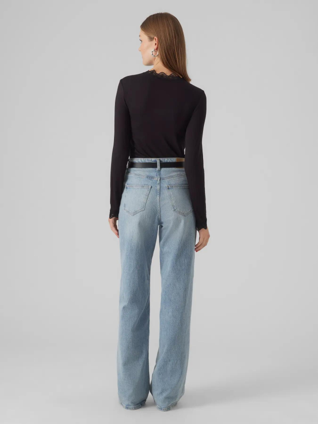 Top à manches longues et col dentelle vmrosa noir femme - Vero Moda