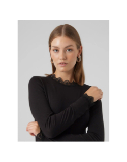 Top à manches longues et col dentelle vmrosa noir femme - Vero Moda