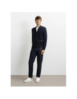 Cardigan zippé col teddy noir homme - Izac