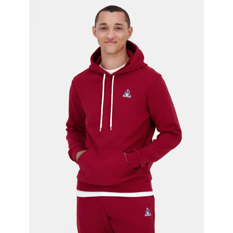 Sweat à capuche ess hoody n1 rouge homme - Le Coq Sportif