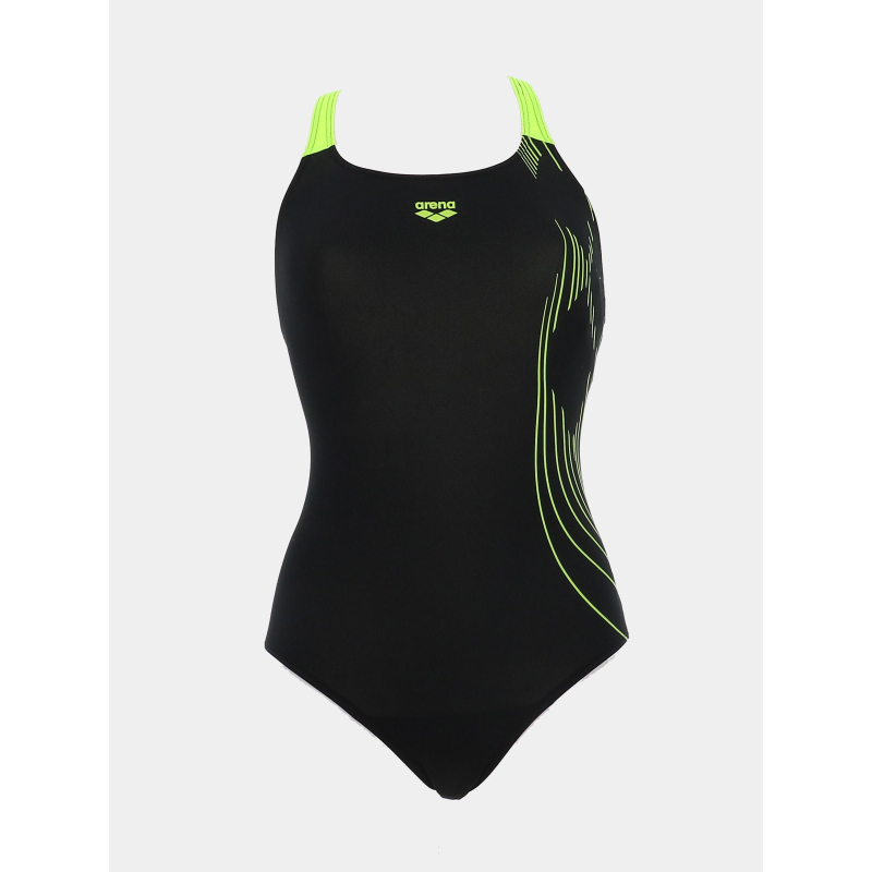 Maillot de bain de natation noir et vert fluo femme - Arena