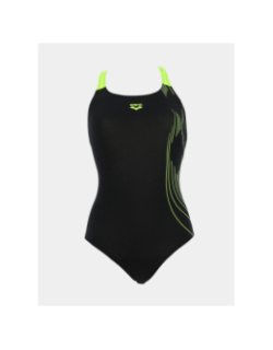 Maillot de bain de natation noir et vert fluo femme - Arena