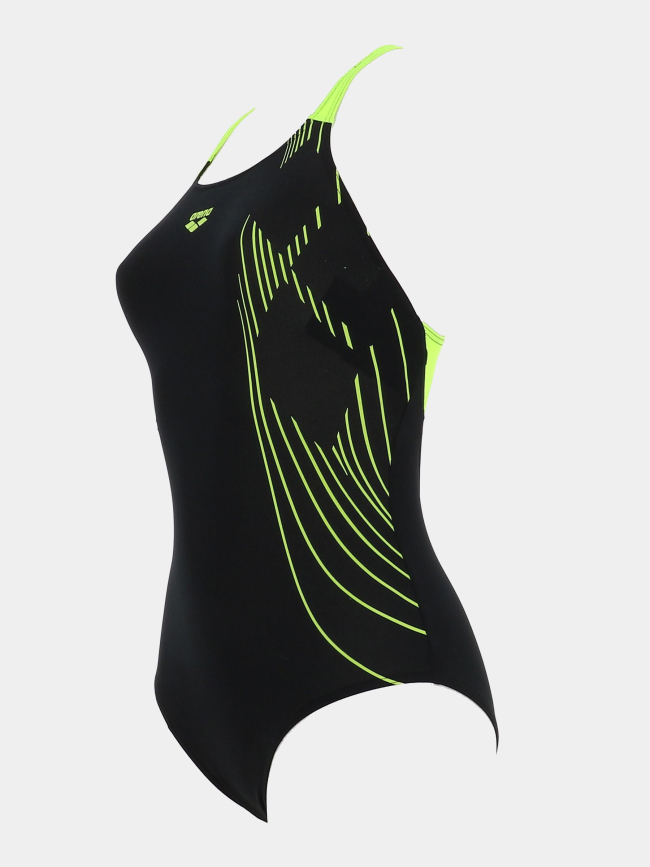 Maillot de bain de natation noir et vert fluo femme - Arena