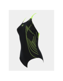 Maillot de bain de natation noir et vert fluo femme - Arena