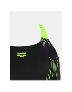 Maillot de bain de natation noir et vert fluo femme - Arena