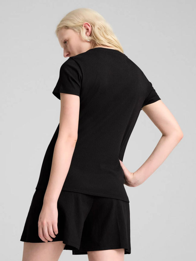 T-shirt à manches courtes côtelé ess elevated noir femme - Puma