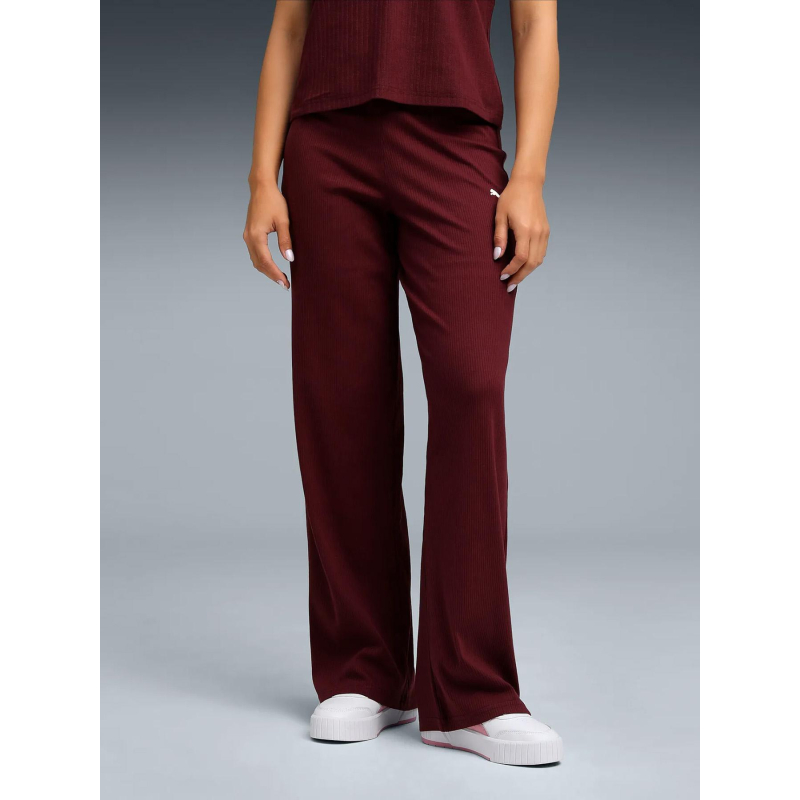 Pantalon jogging taille haute ess elevated bordeaux femme - Puma