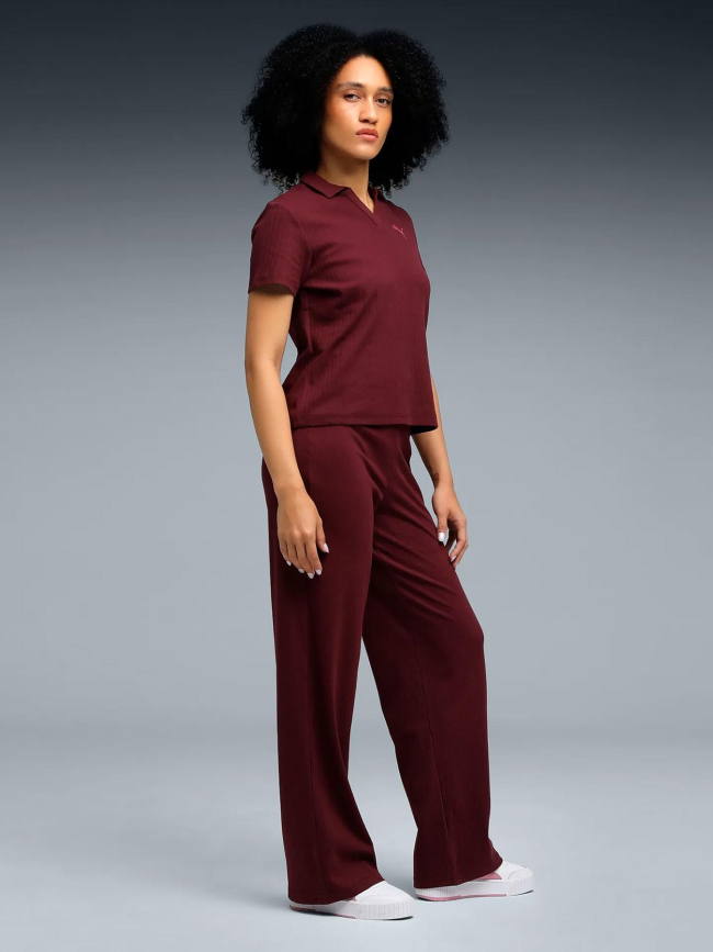 Pantalon jogging taille haute ess elevated bordeaux femme - Puma