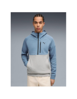 Sweat à capuche demi-zip pumatech bleu et gris homme - Puma