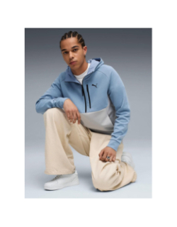 Sweat à capuche demi-zip pumatech bleu et gris homme - Puma