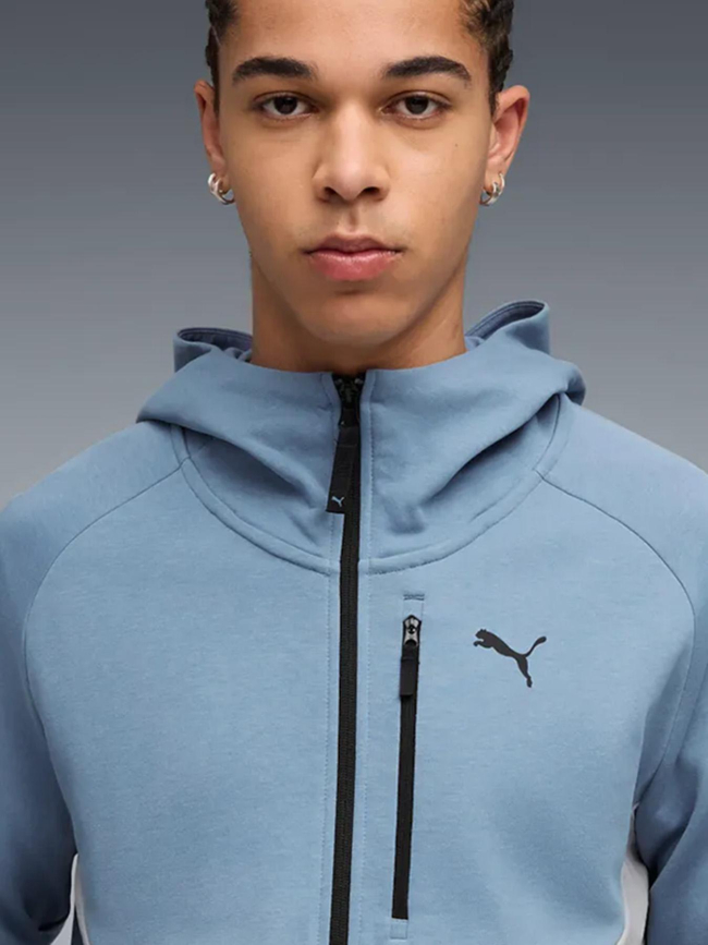 Sweat à capuche demi-zip pumatech bleu et gris homme - Puma