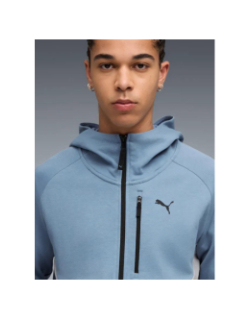 Sweat à capuche demi-zip pumatech bleu et gris homme - Puma