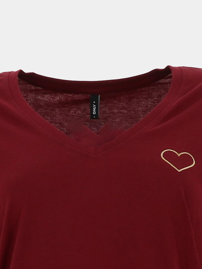T-shirt col v noomi bordeaux femme - Only