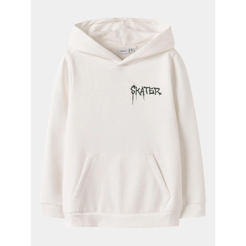 Sweat à capuche nkmnole skate blanc garçon - Name It