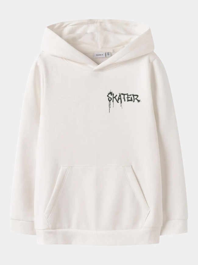 Sweat à capuche nkmnole skate blanc garçon - Name It