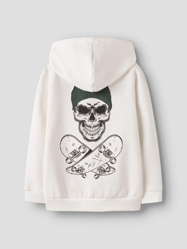 Sweat à capuche nkmnole skate blanc garçon - Name It