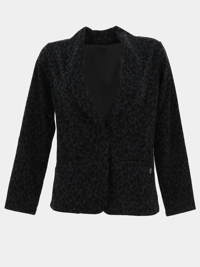 Veste blazer léopard yrelow noir femme - Sun Valley