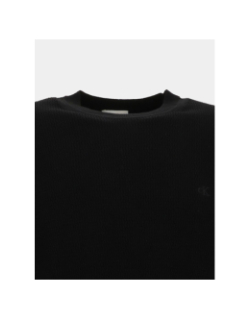 Pull à col rond en coton texturé noir homme - Calvin Klein