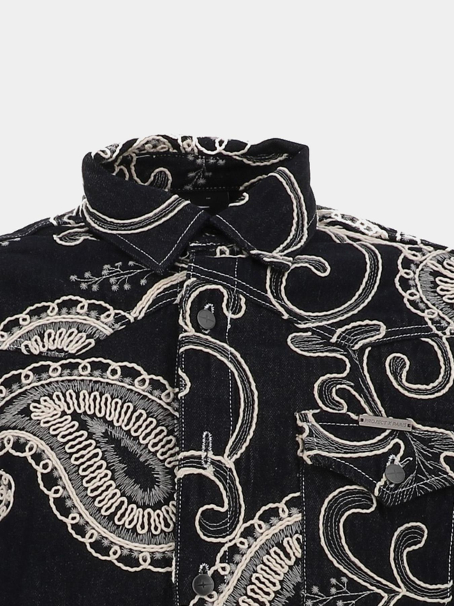 Chemise en denim épaisse à motif bleu nuit homme - Project X Paris